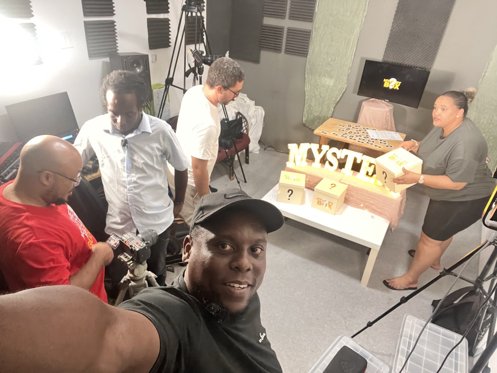 Allen recording sound on a production set